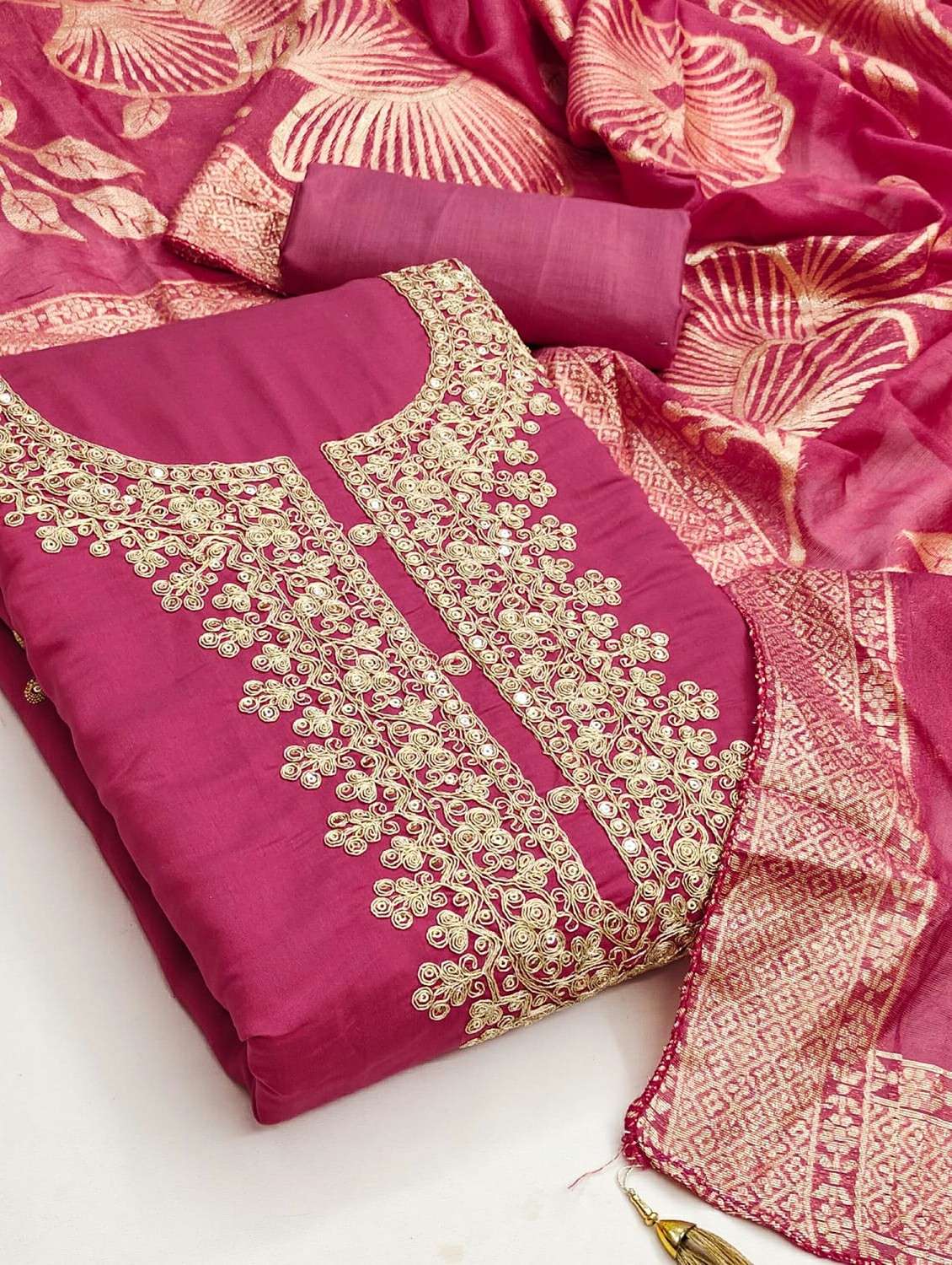 women solid with work unstitched suit set - 22244623 -  Standard Image - 3