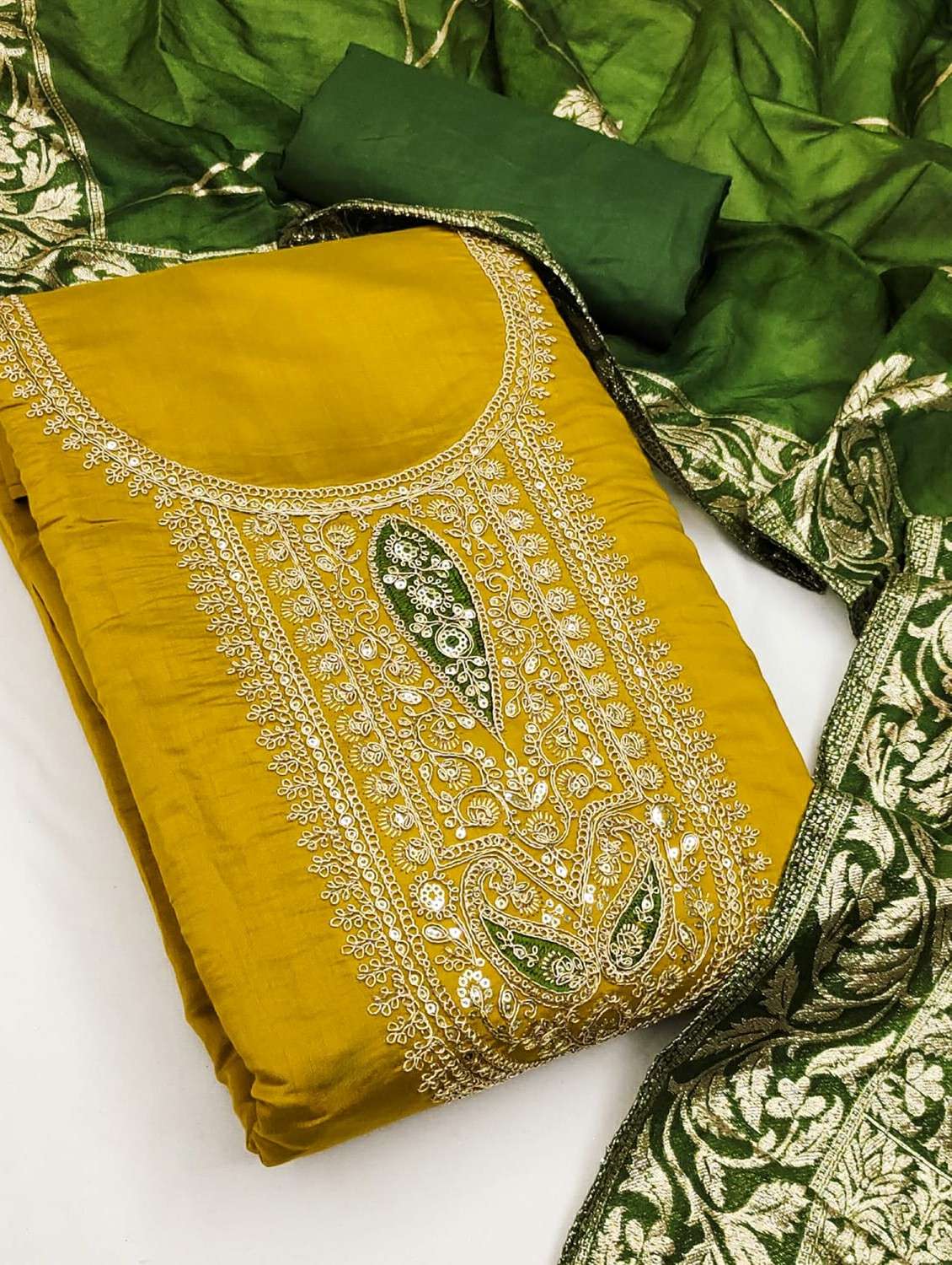 women solid with work unstitched suit set - 22244627 -  Standard Image - 3