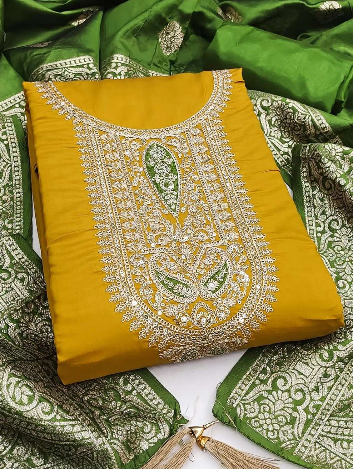 women solid with work unstitched suit set - 22244633 -  Standard Image - 3