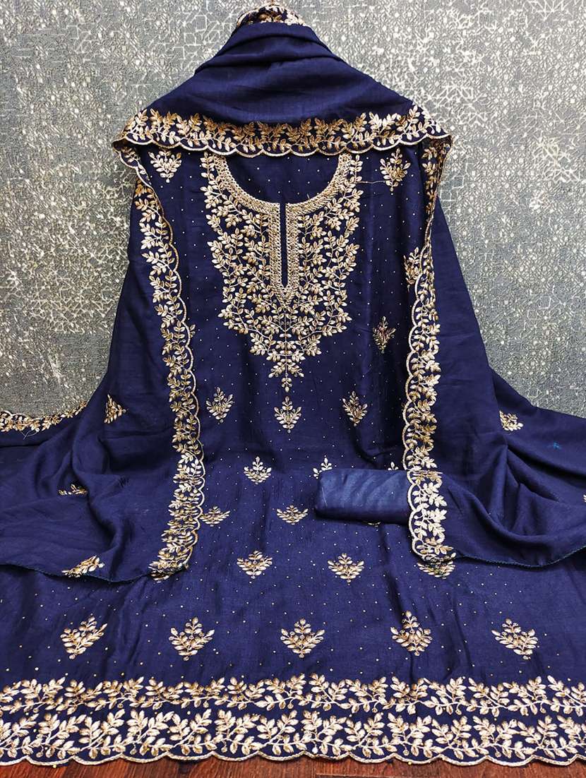 women solid with work unstitched suit set - 22245060 -  Standard Image - 3