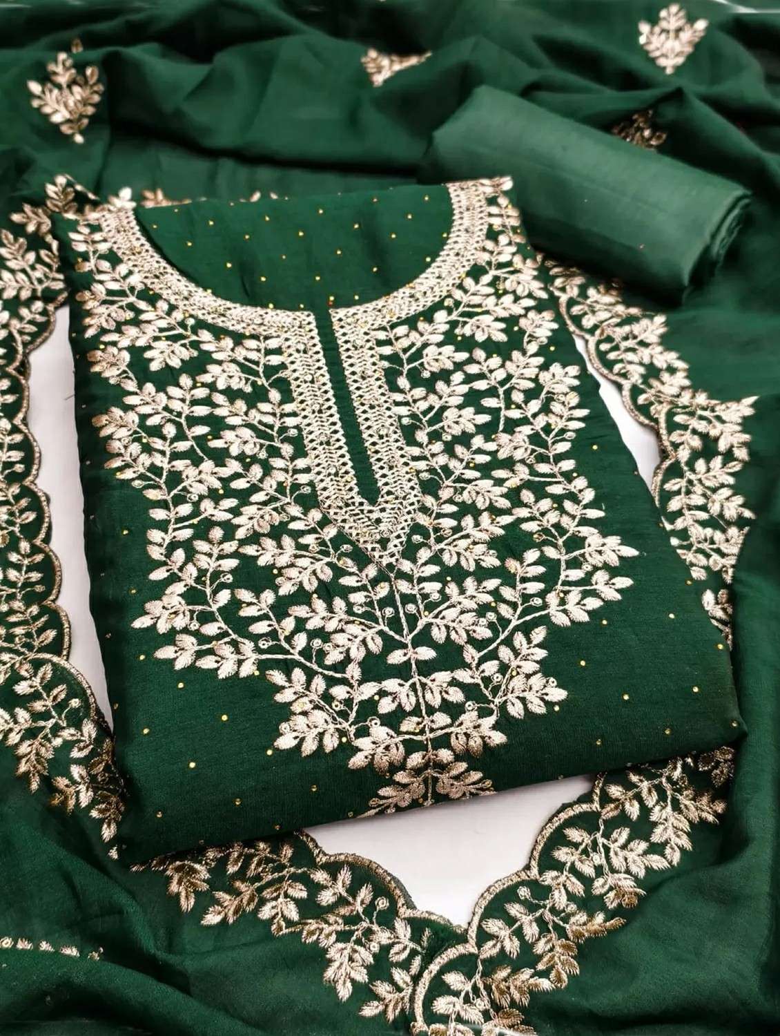 women solid with work unstitched suit set