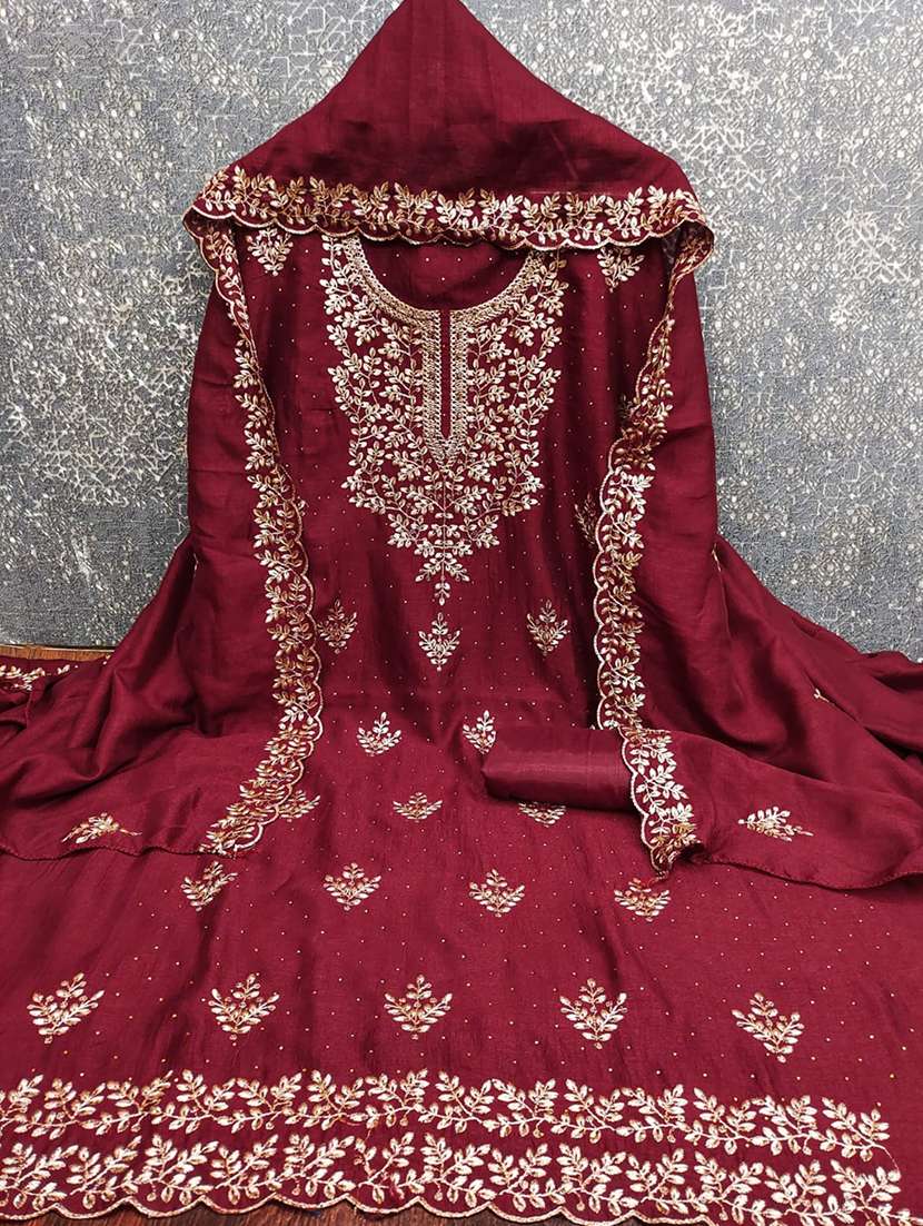 women solid with work unstitched suit set - 22245063 -  Standard Image - 3