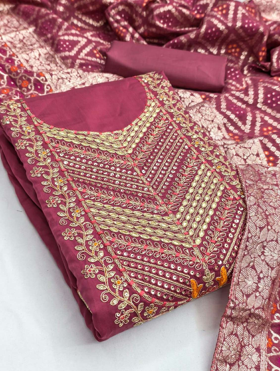 women solid with work unstitched suit set - 22245356 -  Standard Image - 3