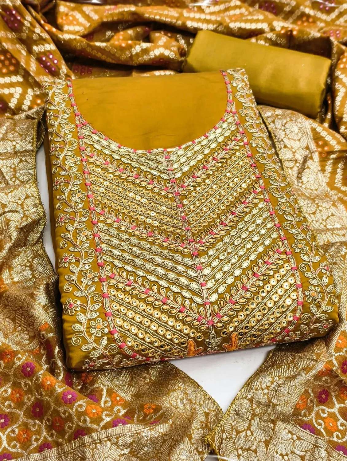 women solid with work unstitched suit set - 22245362 -  Standard Image - 3