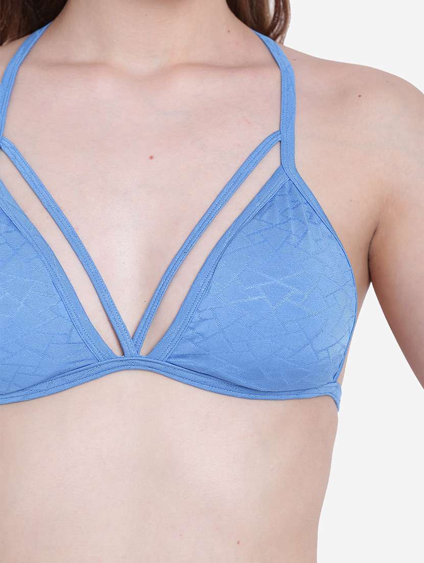 women solid halter neck plunge bra - 22245651 -  Standard Image - 3