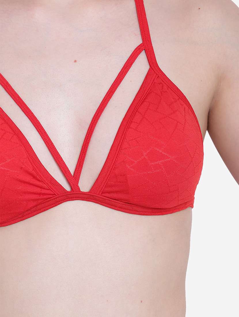 women solid halter neck plunge bra - 22245655 -  Standard Image - 3