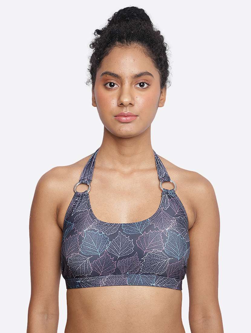 women printed lightly padded halter neck bralette - 22245661 -  Standard Image - 3