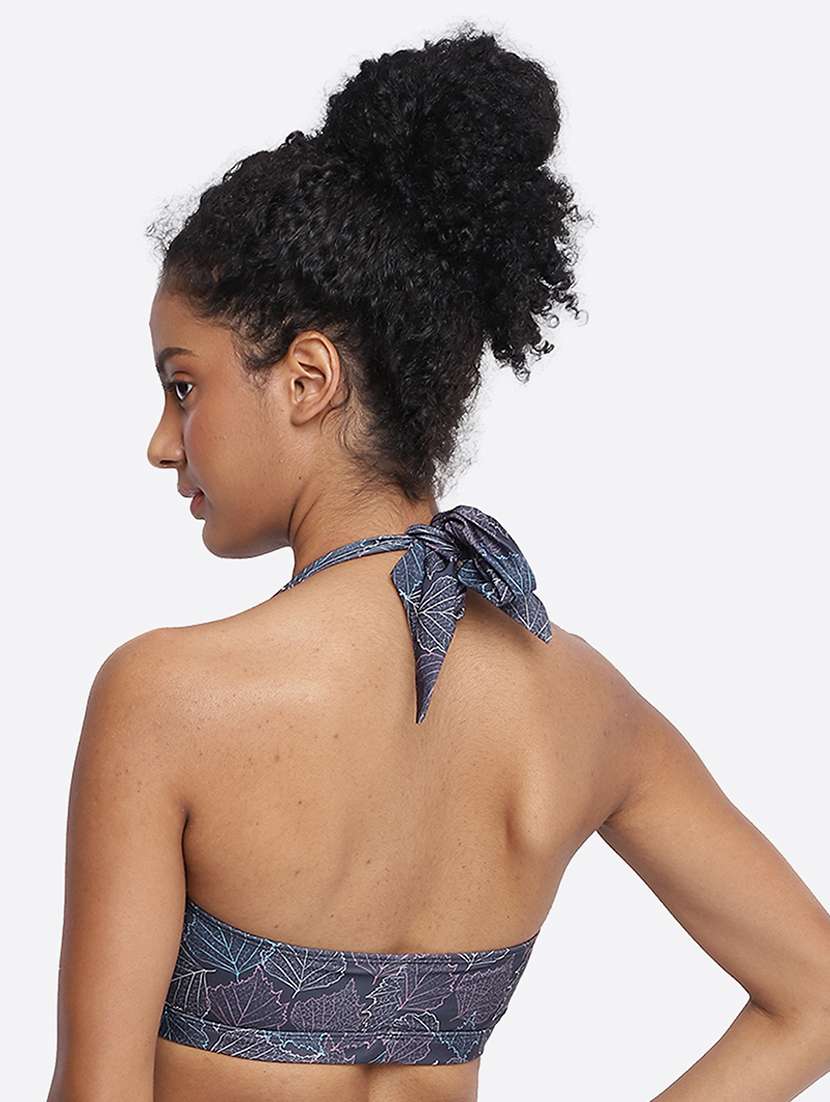 women printed lightly padded halter neck bralette - 22245661 -  Standard Image - 5