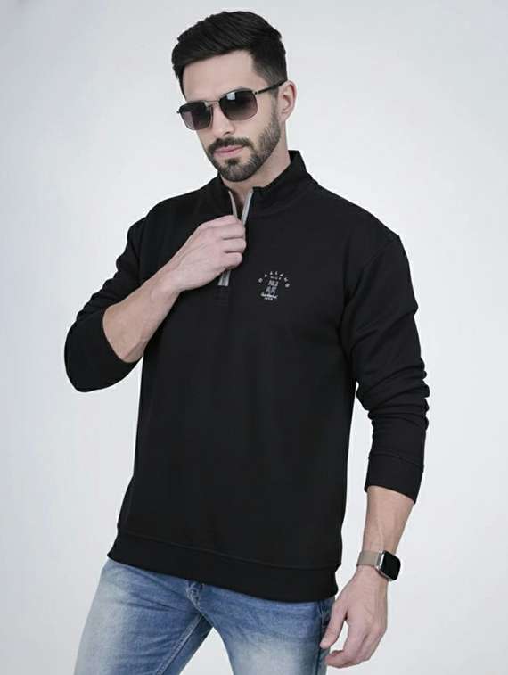 men solid long sleeve regular fit sweatshirt