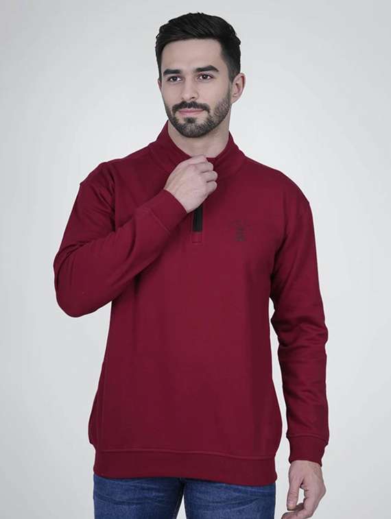 men solid long sleeve regular fit sweatshirt