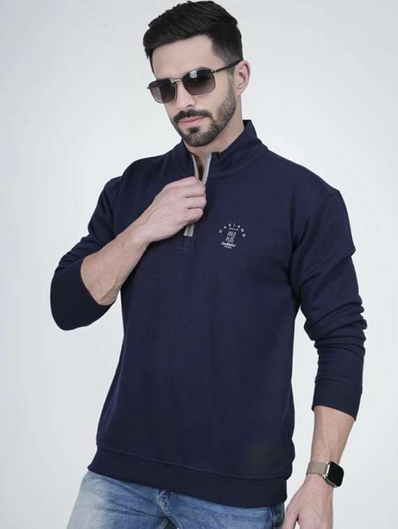 men solid long sleeve regular fit sweatshirt