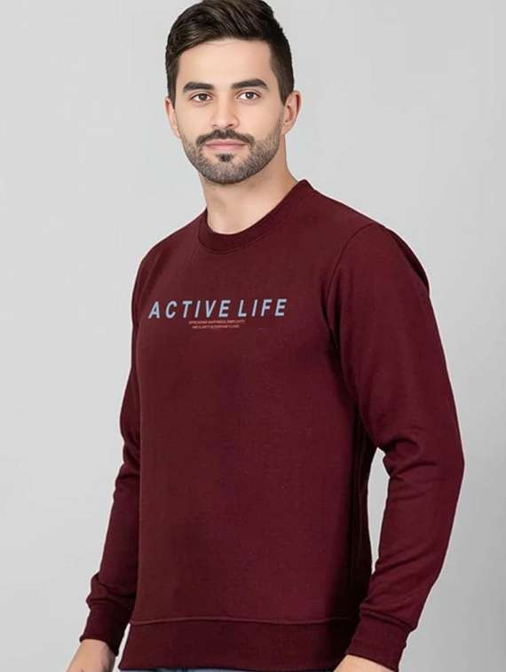 men typographic long sleeve regular fit sweatshirt