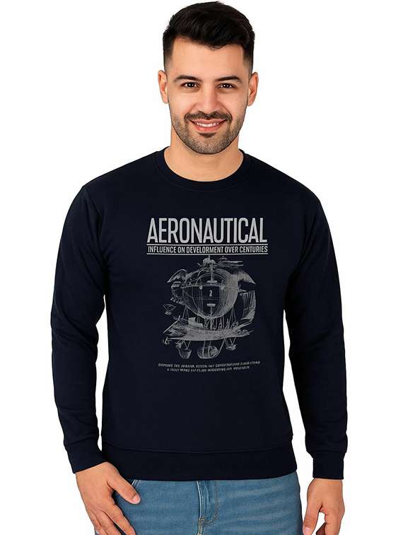 men printed long sleeve regular fit sweatshirt
