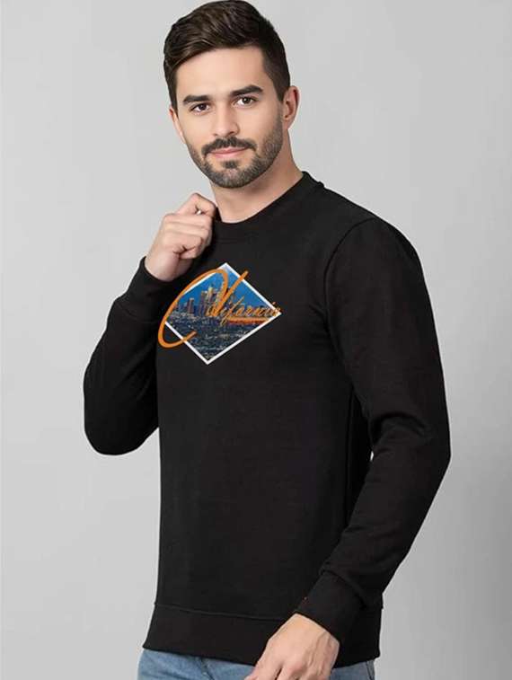men printed long sleeve regular fit sweatshirt