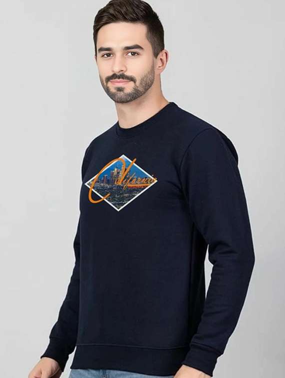 men printed long sleeve regular fit sweatshirt