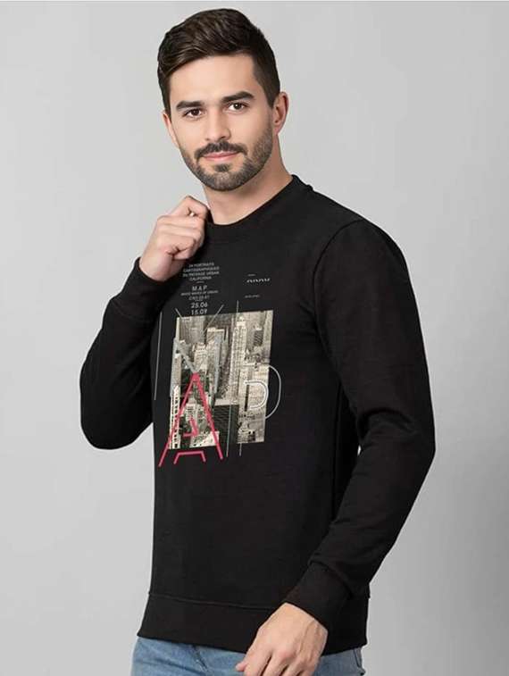 men printed long sleeve regular fit sweatshirt
