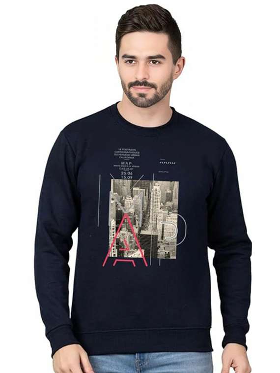 men printed long sleeve regular fit sweatshirt