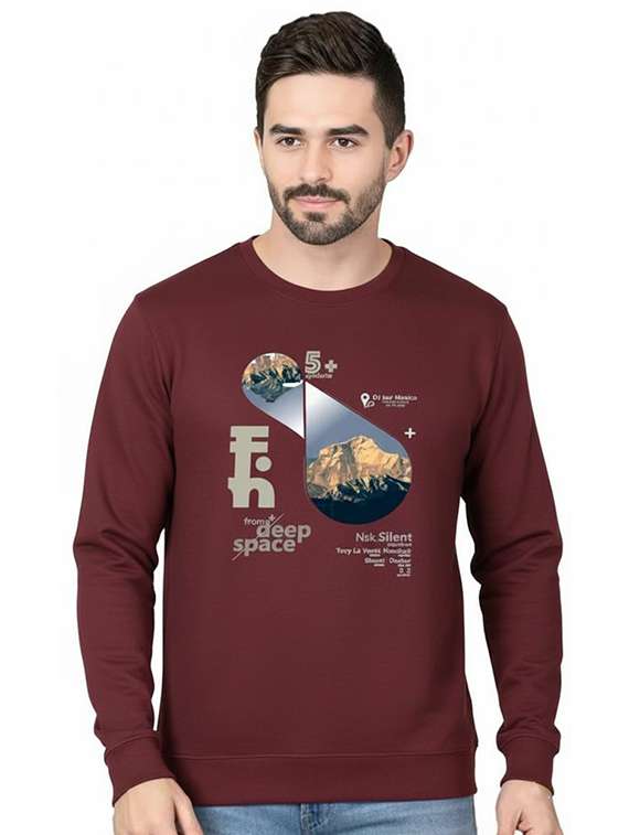 men printed long sleeve regular fit sweatshirt