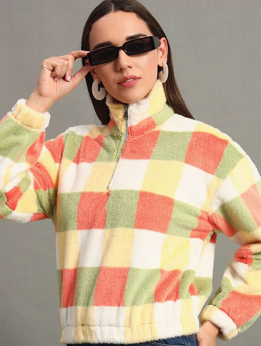  women checkered long sleeve sweatshirt