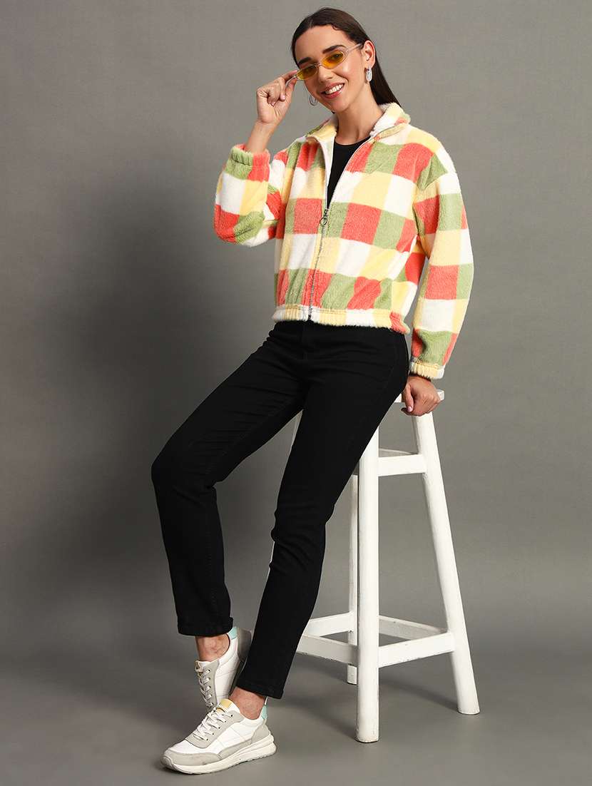  women checkered long sleeve sweatshirt - 22245710 -  Standard Image - 3