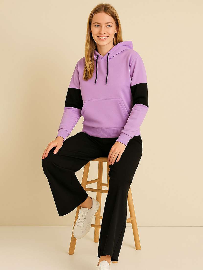  women tapered long sleeve hooded sweatshirt - 22245712 -  Standard Image - 3