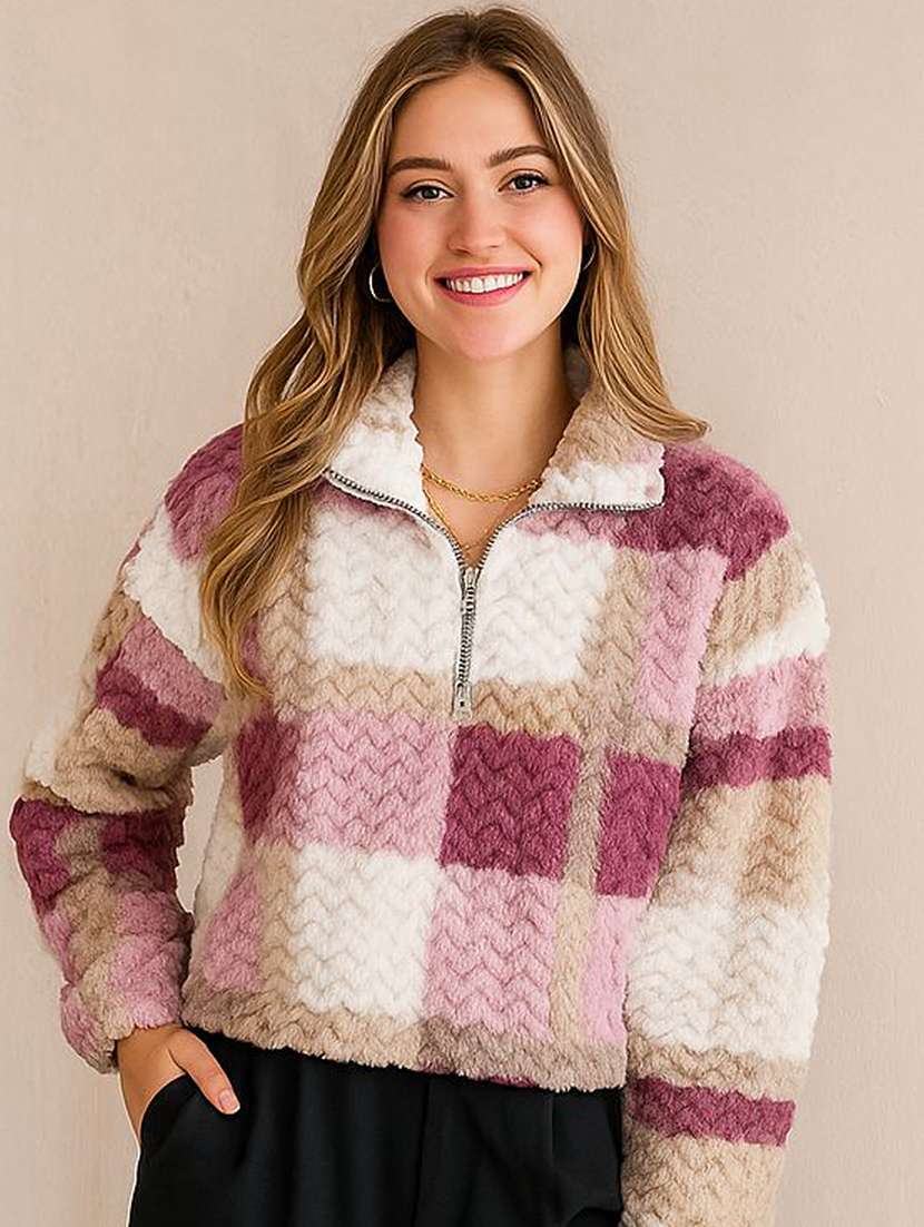  women checkered long sleeve sweatshirt