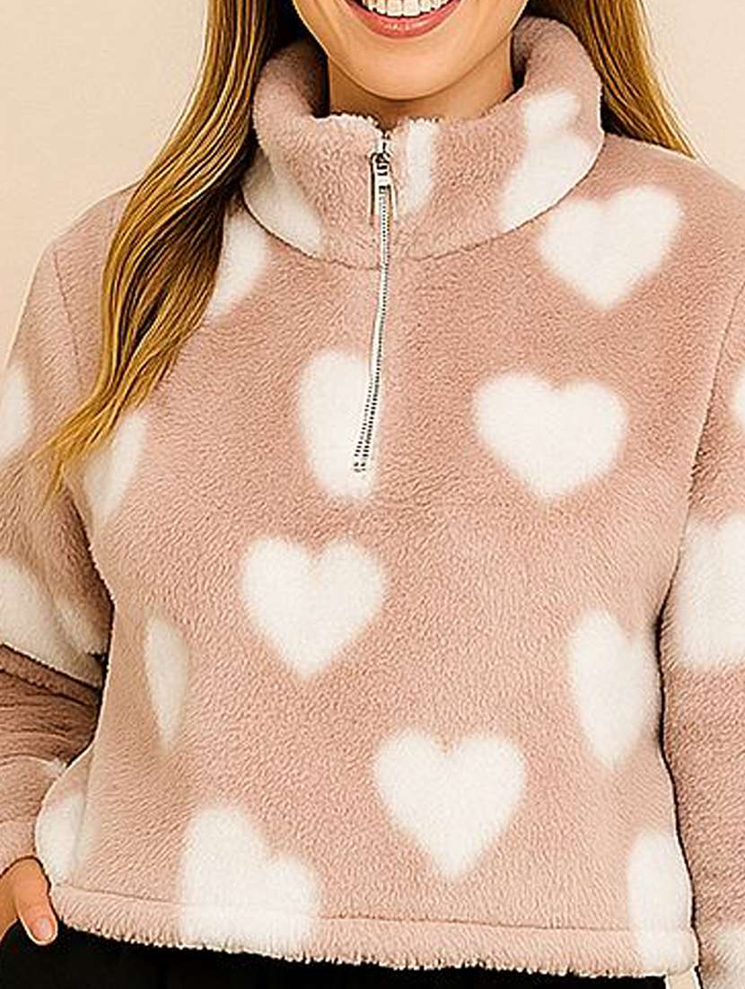 Women Self Designed Long Sleeve Stand Collar Sweatshirt - 22245714 -  Standard Image - 3