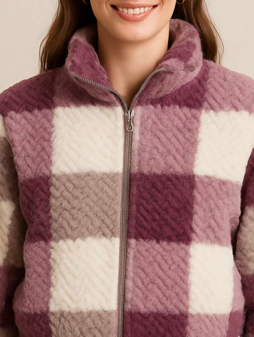 women checkered long sleeve sweatshirt - 22245715 -  Standard Image - 3