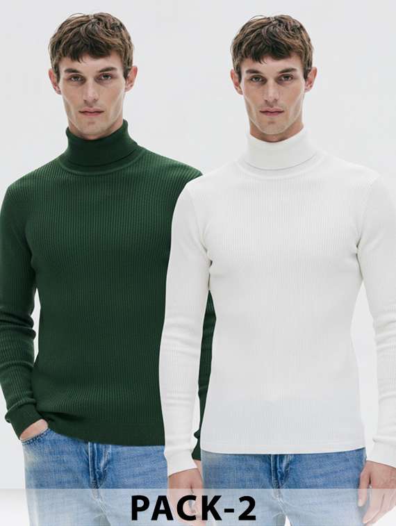 men pack of 2 solid long sleeve pullover