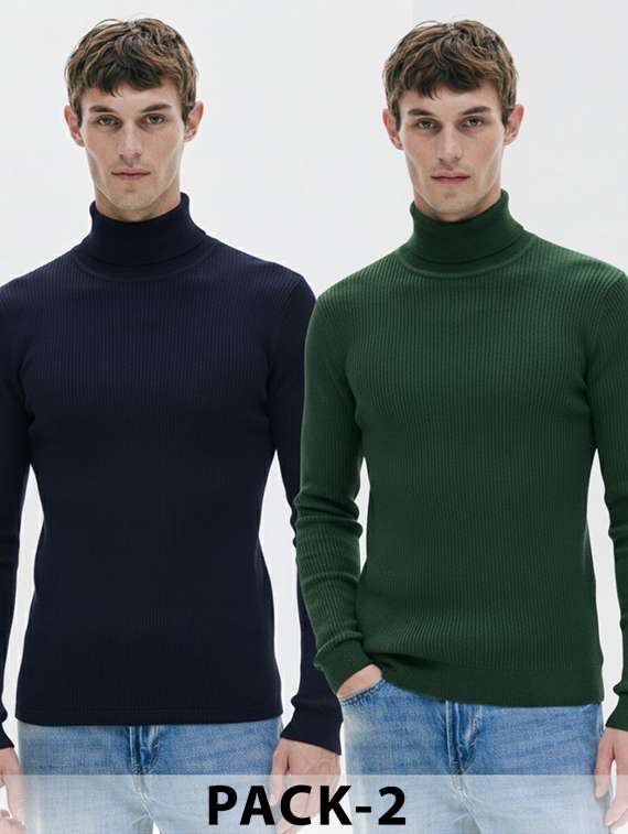 men pack of 2 solid long sleeve pullover