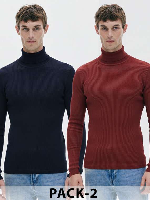 men pack of 2 solid long sleeve pullover