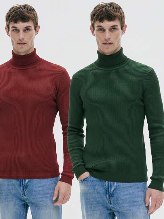 men pack of 2 solid long sleeve pullover
