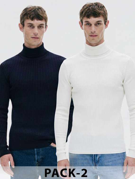 men pack of 2 solid long sleeve pullover