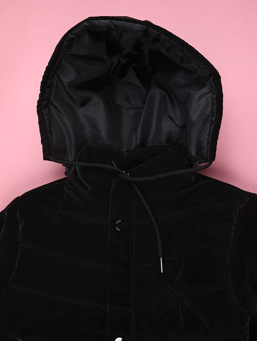 girls solid long sleeve hooded regular jacket - 22246174 -  Standard Image - 3