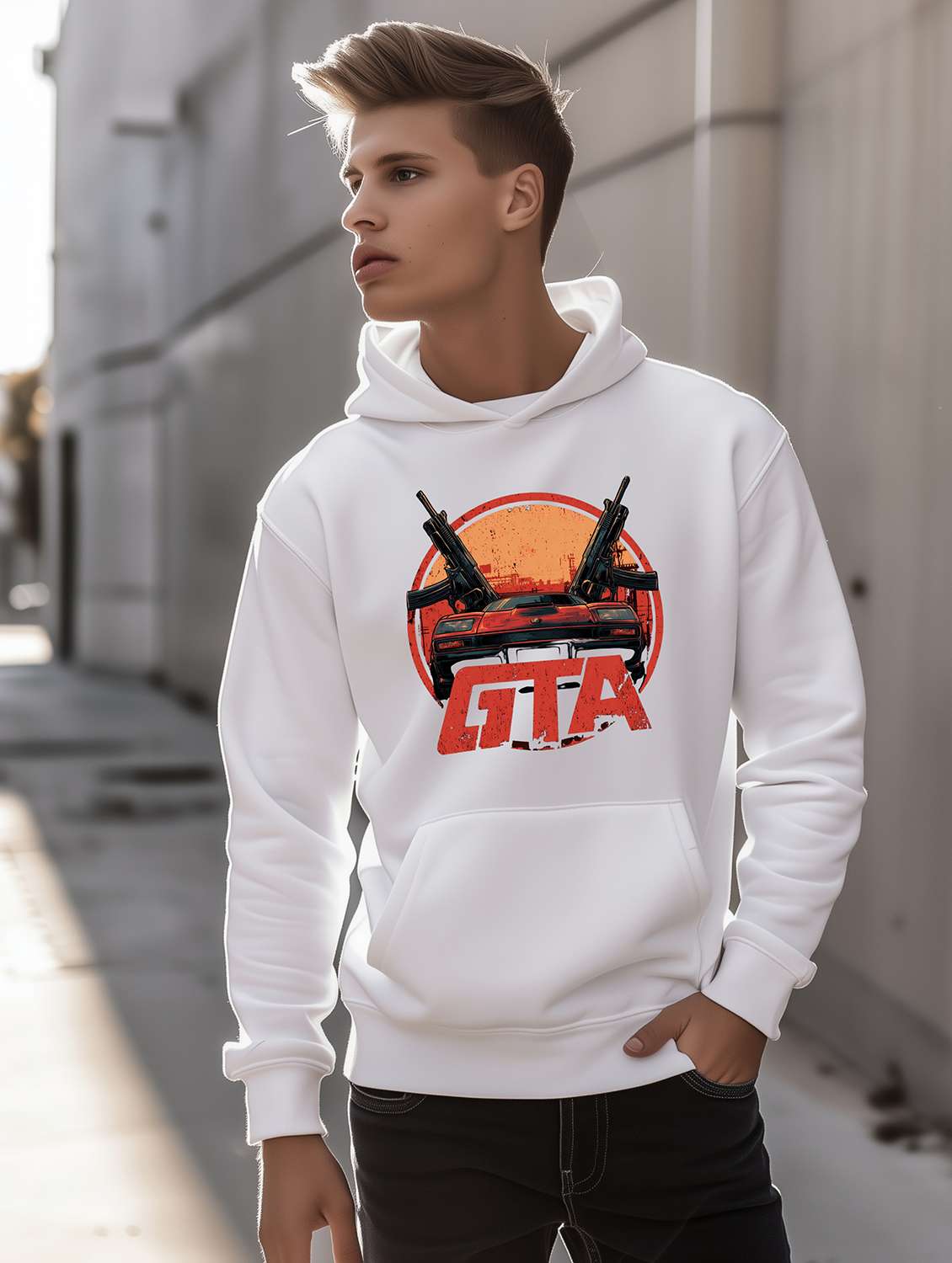 men printed long sleeve regular fit sweatshirt