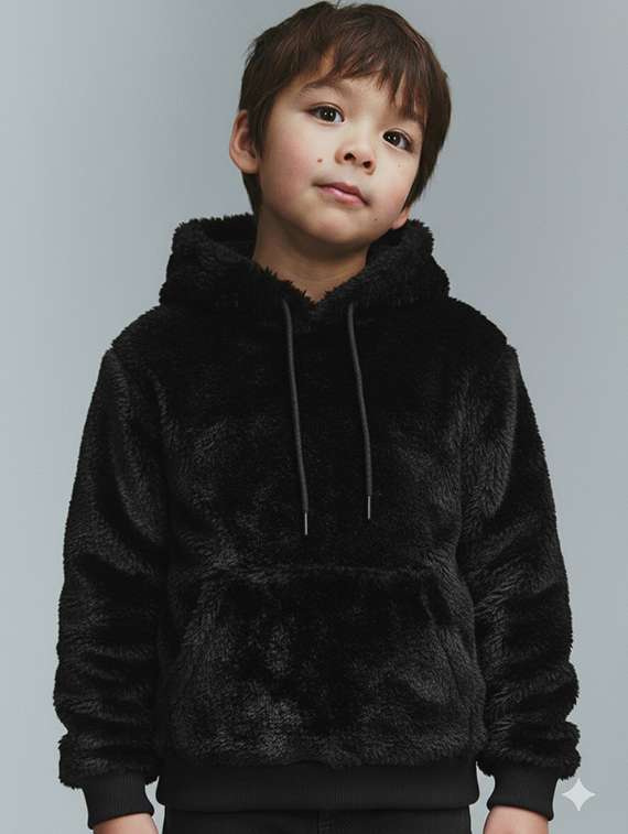 boys solid long sleeve hooded sweatshirt