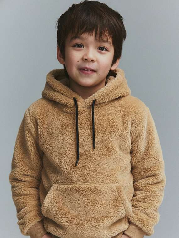 boys solid long sleeve hooded sweatshirt