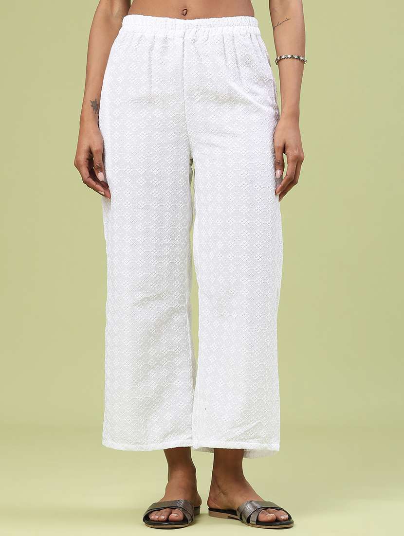 women solid with work mid rise straight palazzo
