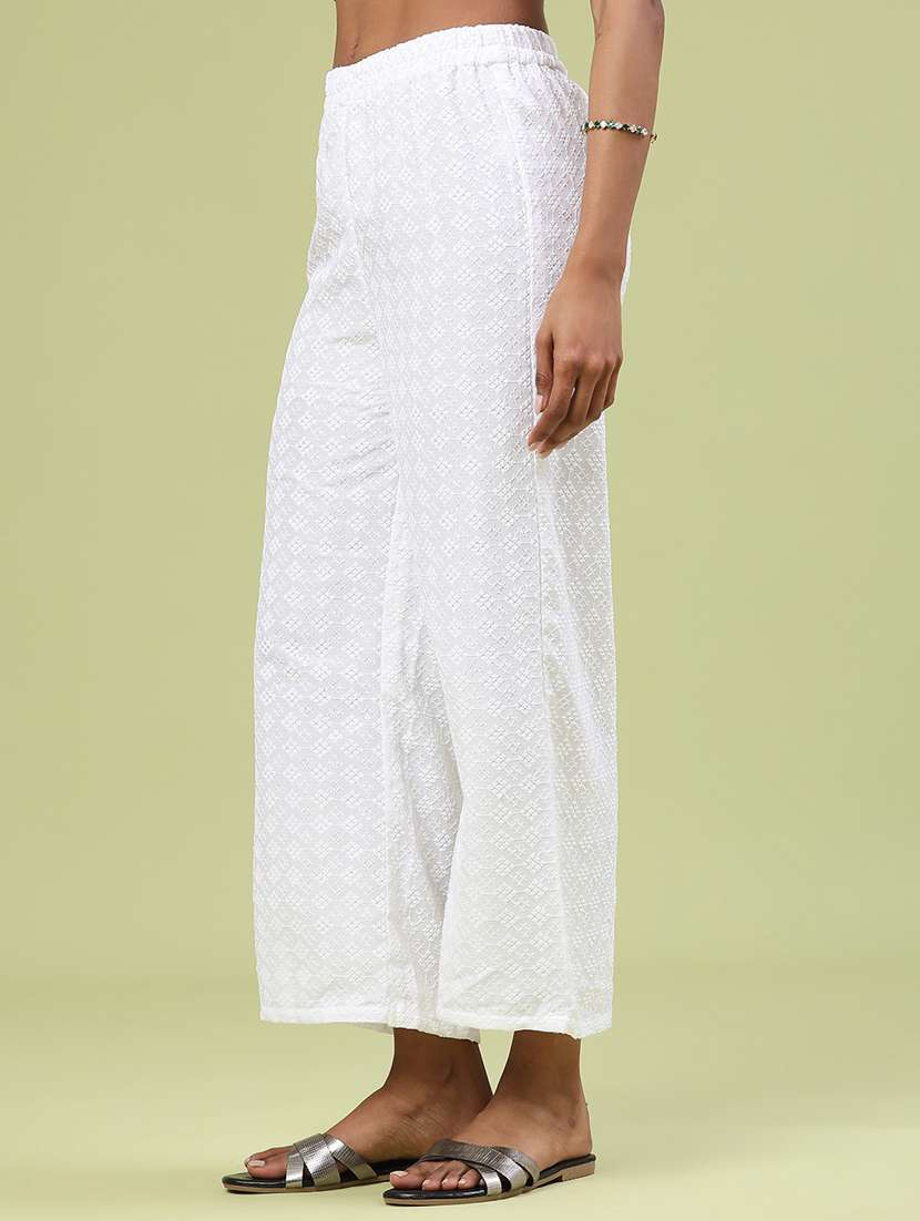 women solid with work mid rise straight palazzo - 22246287 -  Standard Image - 3