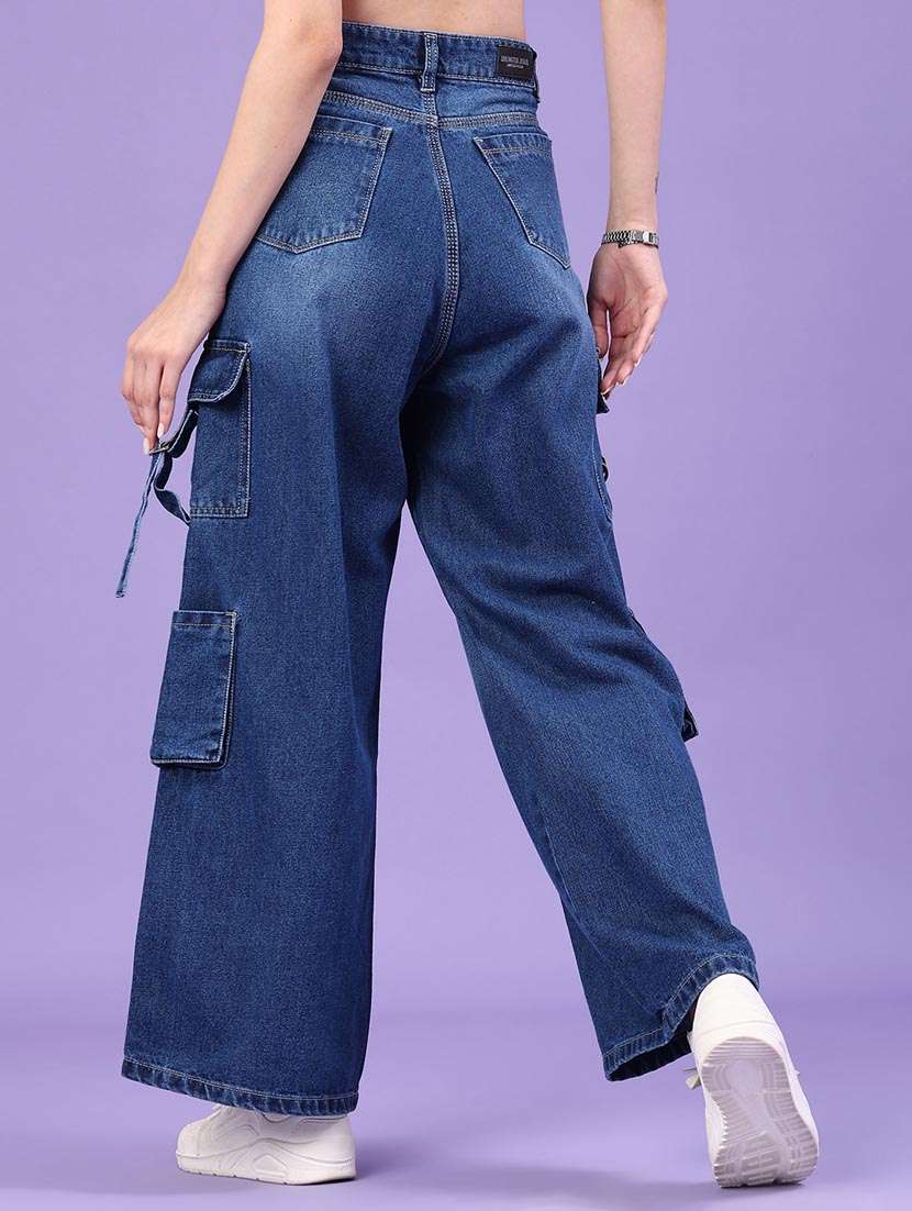 women solid high rise relaxed fit cargo - 22246308 -  Standard Image - 3