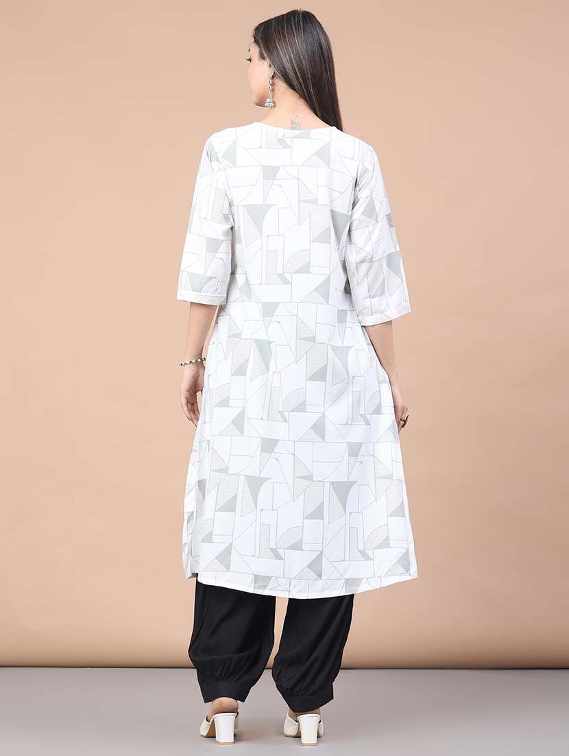 women printed three quarter sleeve kurta - 22246342 -  Standard Image - 3