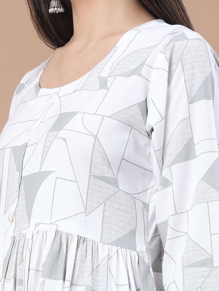 women printed three quarter sleeve kurta - 22246342 -  Standard Image - 5