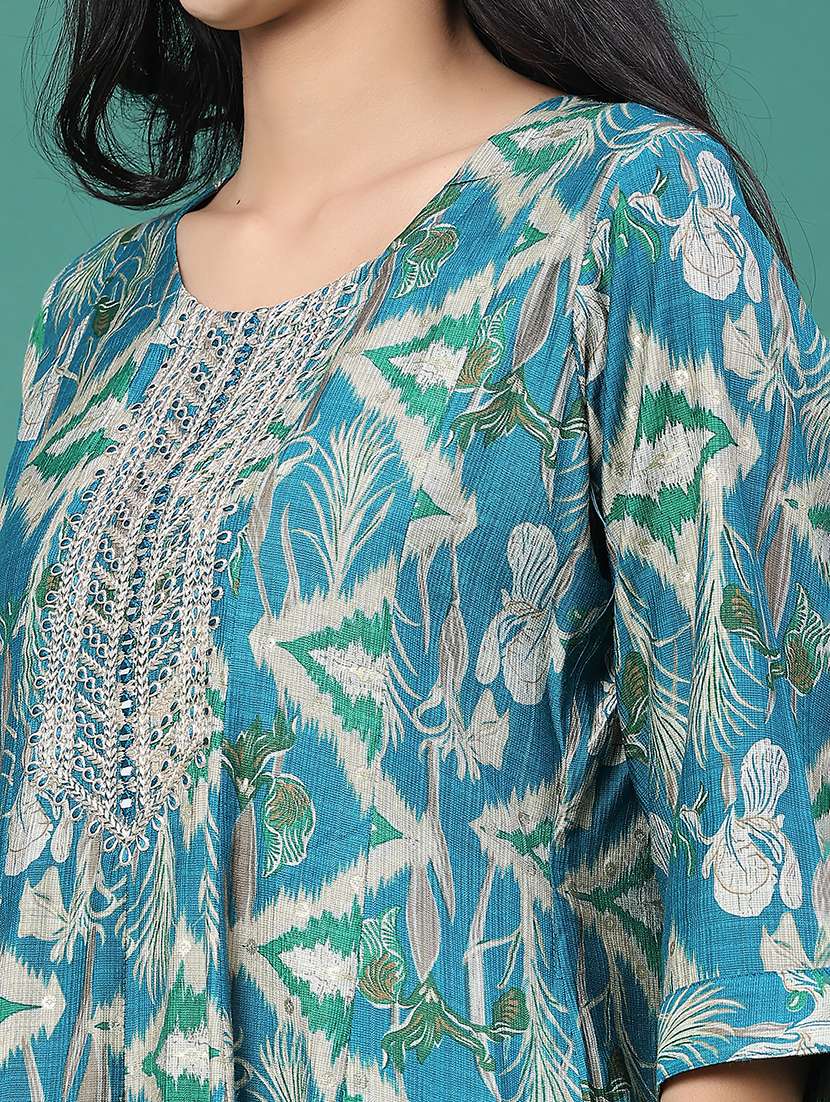 women printed three quarter sleeve kurta leggings set - 22246347 -  Standard Image - 5