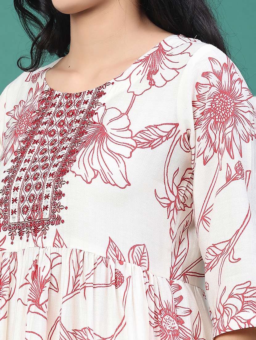 women printed three quarter sleeve kurta leggings set - 22246348 -  Standard Image - 5