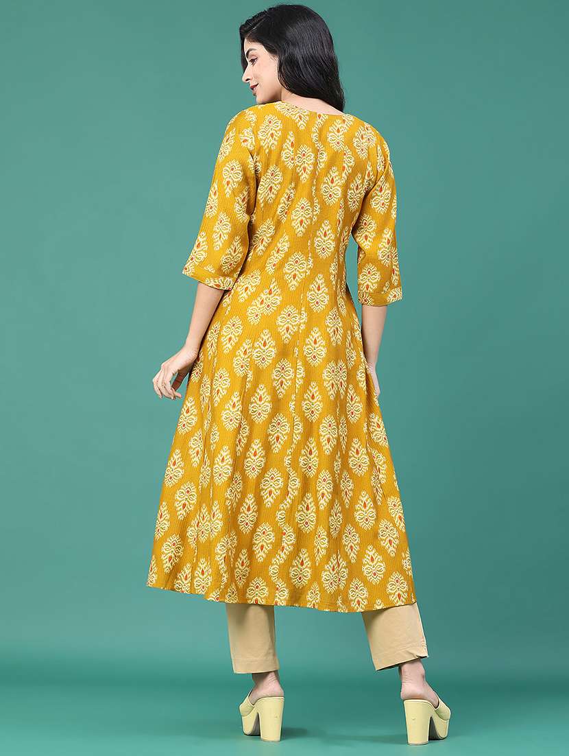 women printed three quarter sleeve kurta pant set - 22246351 -  Standard Image - 3
