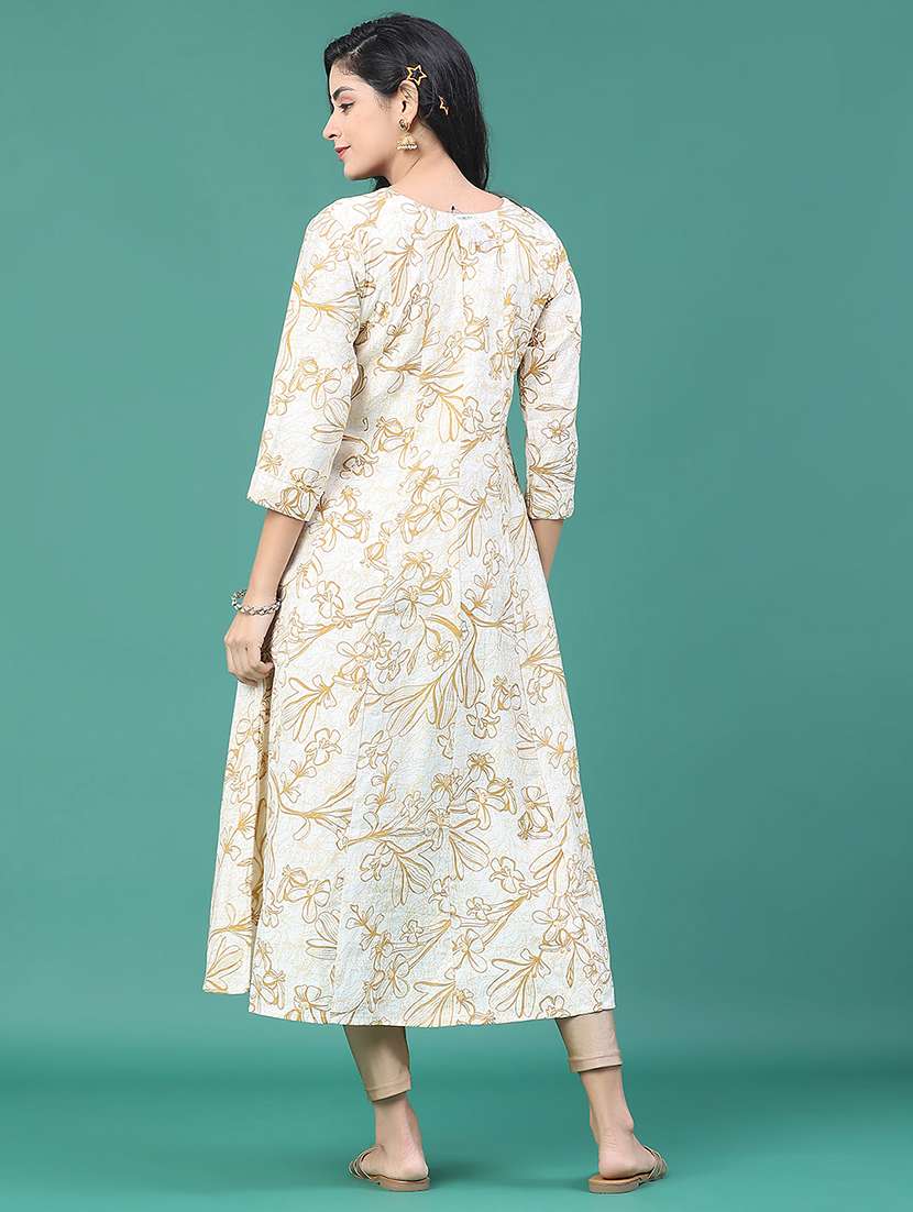 women floral three quarter sleeve kurta leggings set - 22246354 -  Standard Image - 3