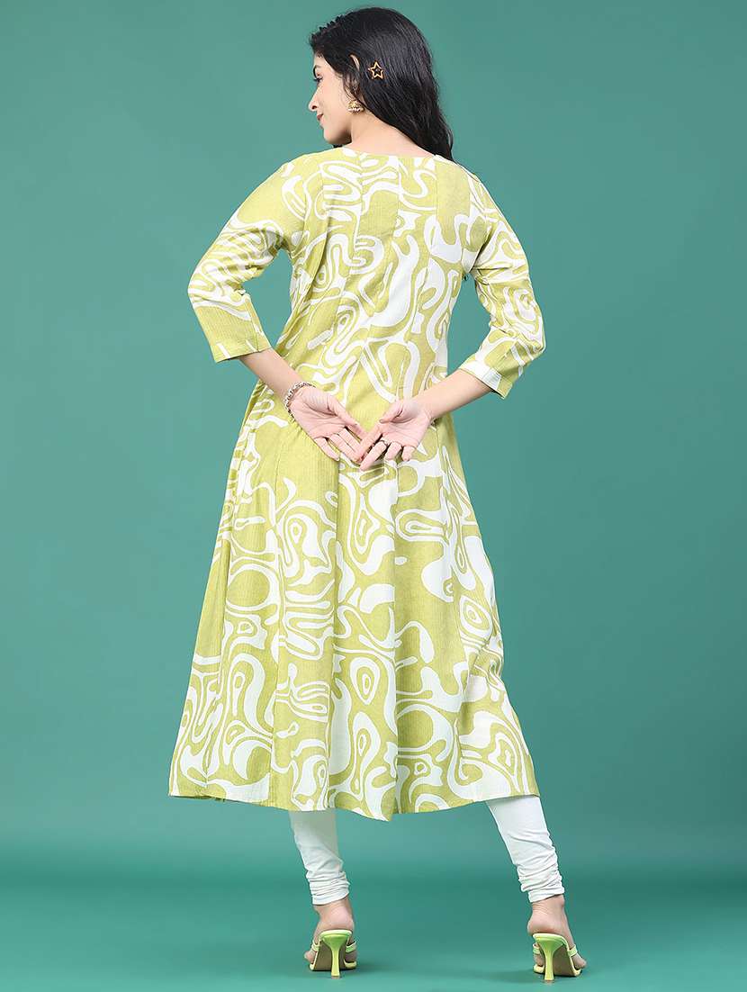 women printed three quarter sleeve kurta leggings set - 22246356 -  Standard Image - 3