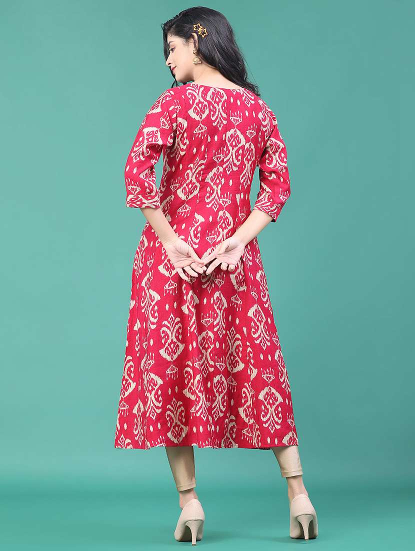 women printed three quarter sleeve kurta leggings set - 22246358 -  Standard Image - 3