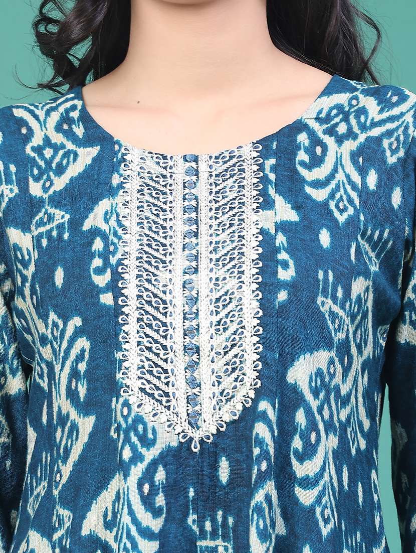 women printed three quarter sleeve kurta leggings set - 22246359 -  Standard Image - 5