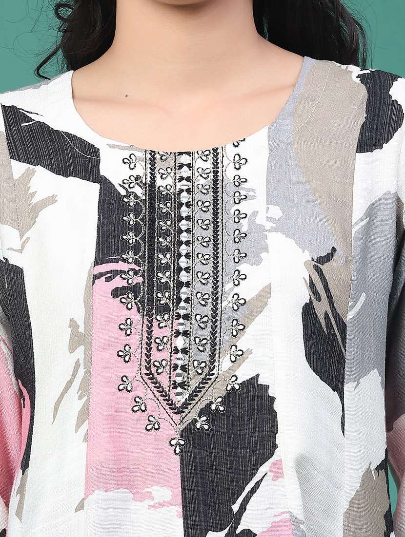 women printed three quarter sleeve kurta leggings set - 22246362 -  Standard Image - 5